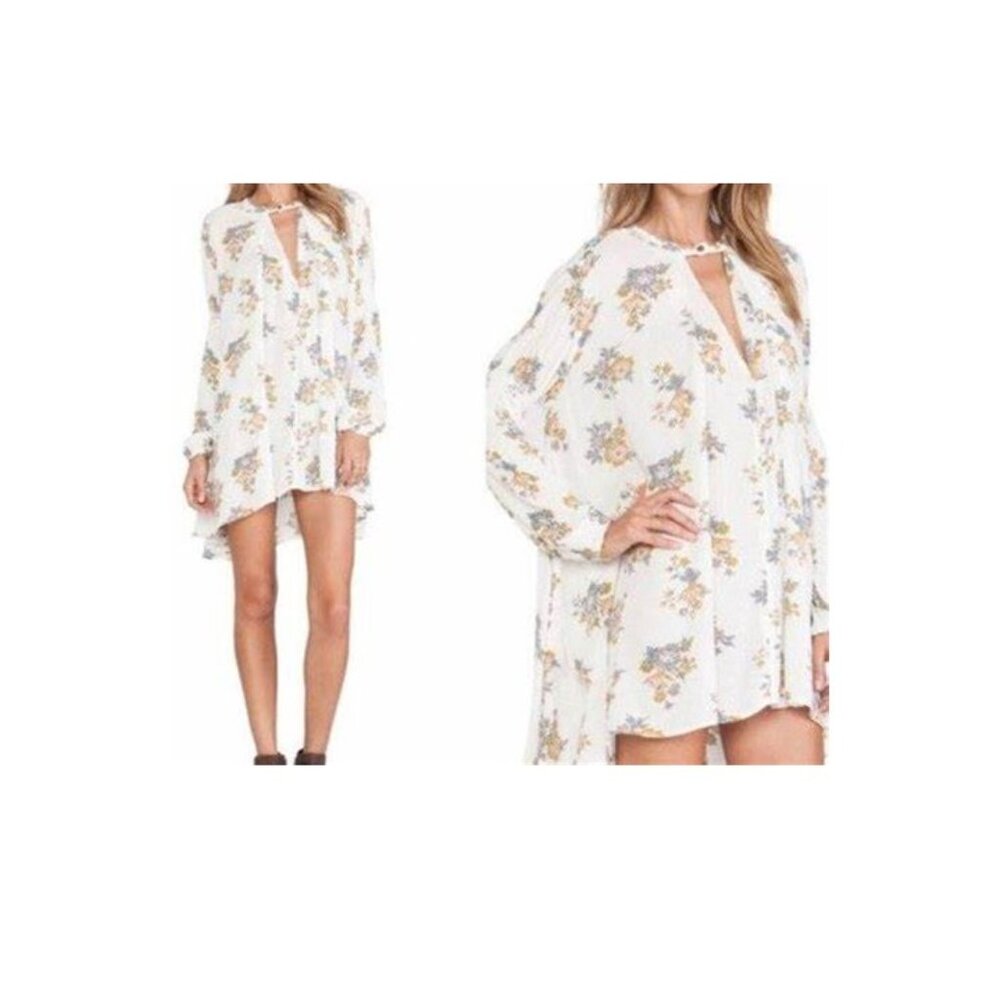 Free People floral swing tunic top (or mini dress) size medium